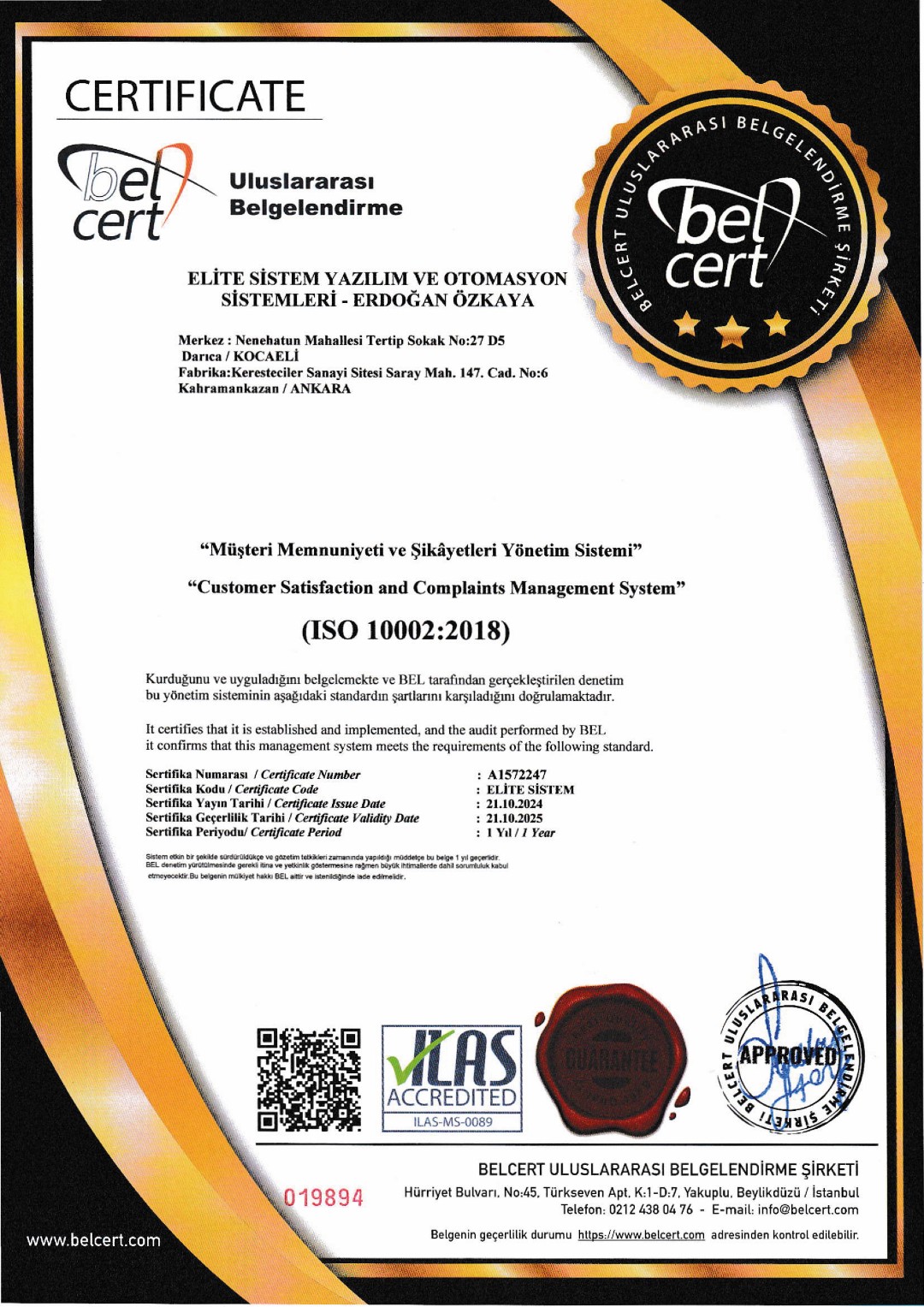 Elite Sistem Otomasyon belge